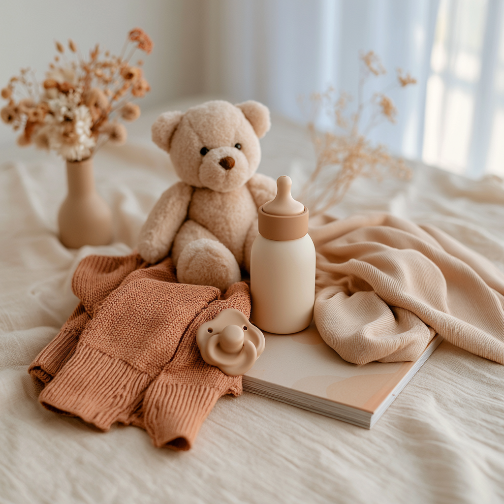 Ours en peluche sur un lit d'enfant avec lampe de chevet, pour un rituel du coucher apaisant